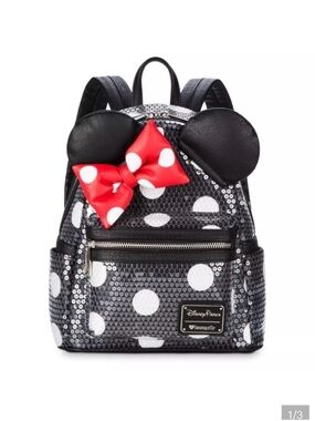 Disney Parks Loungefly Minnie Mouse Sequinned Polka Dot Mini Backpack